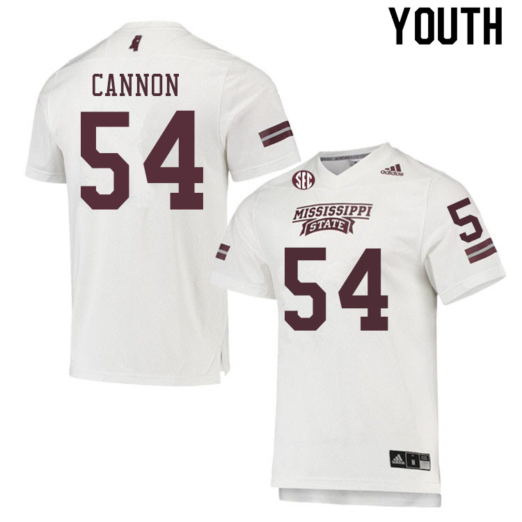 Youth #54 Jackson Cannon Mississippi State Bulldogs College Football Jerseys Sale-White